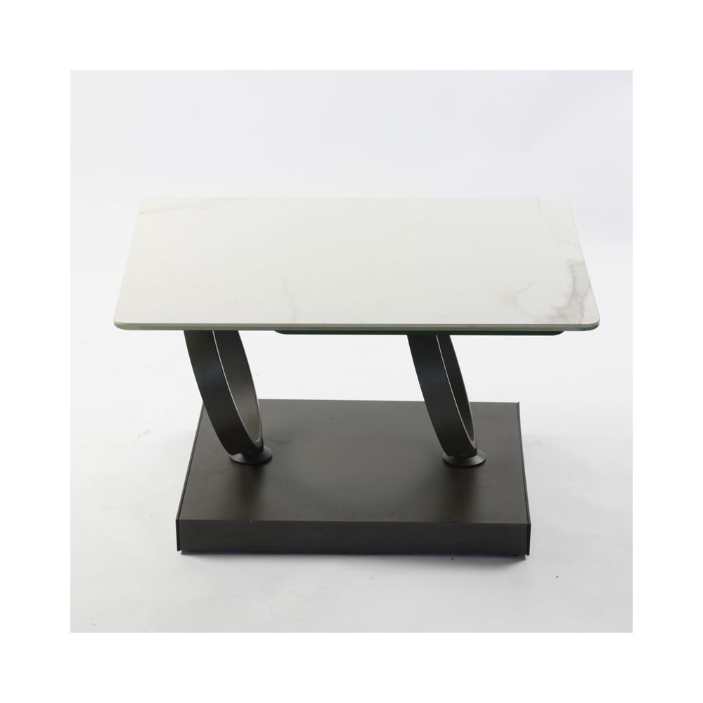Tousmesmeubles - Table basse articulée rectangulaire Acier/Verre/Marbre blanc - VERRO - Tables basses