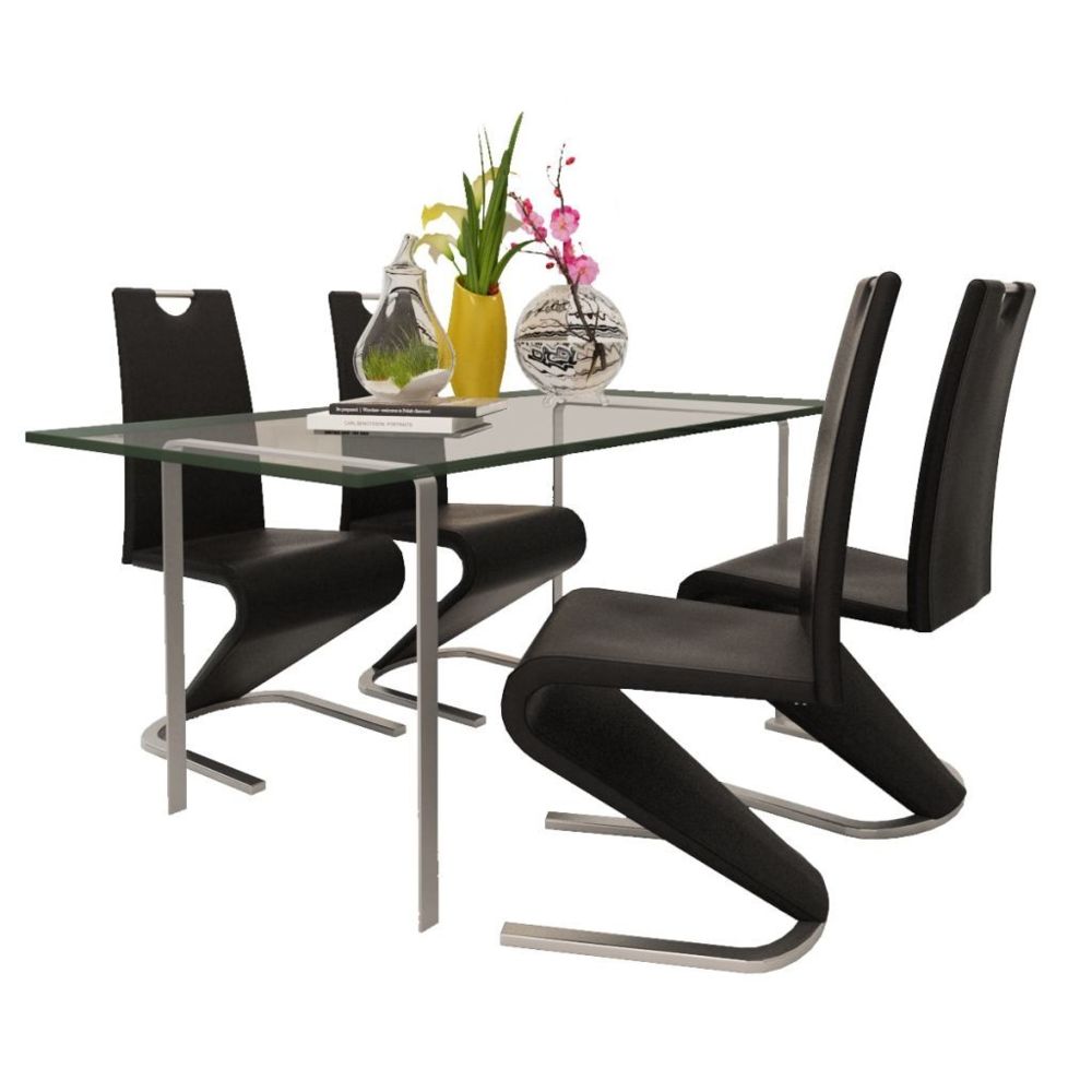 Vidaxl - Chaise de salle à manger 4pcs Cantilever Cuir synthétique Noir | Noir - Chaises