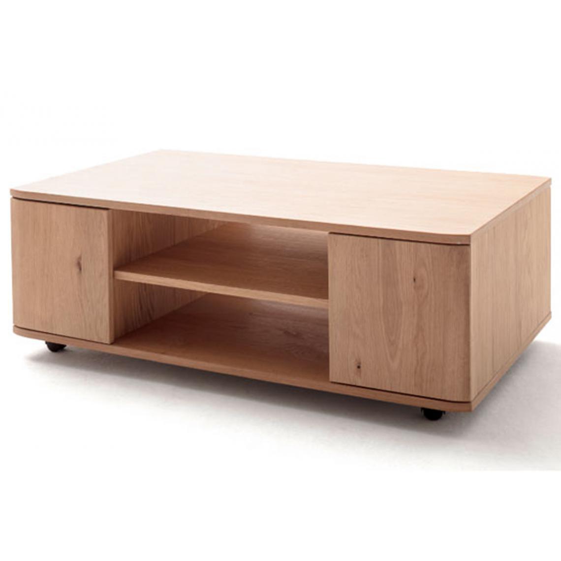 Pegane - Table basse en chêne sombre bianco huilé - L.115 x H.41 x P.70 cm - Tables basses