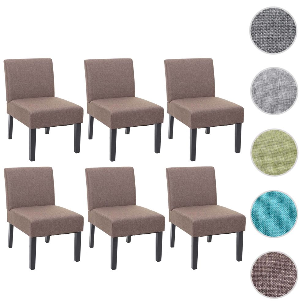 Mendler - 6x chaise de salle à manger HWC-F61, fauteuil lounge, tissu/textil ~ marron - Chaises