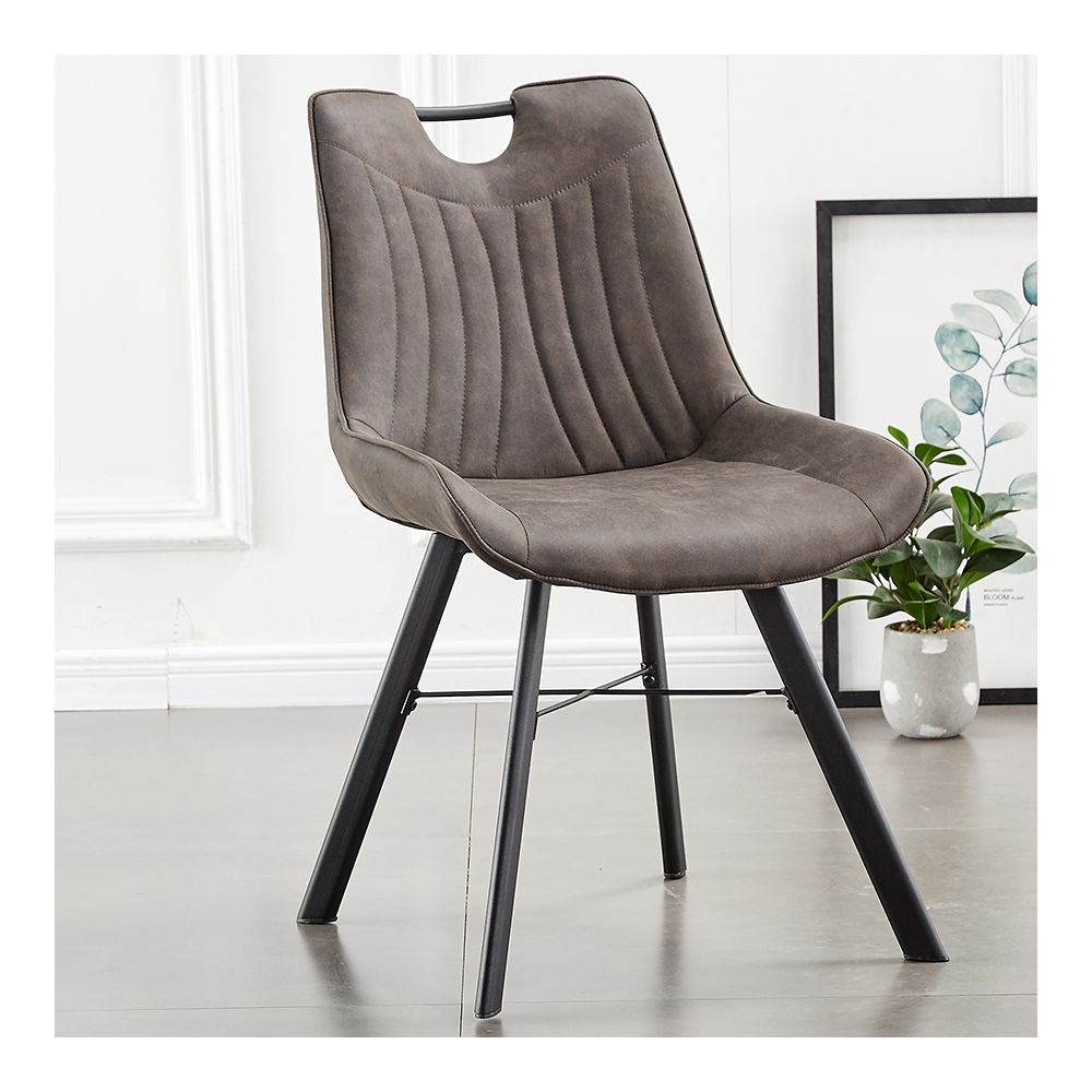 Nouvomeuble - Chaise moderne en tissu gris foncé PAQUITO (lot de 2) - Chaises