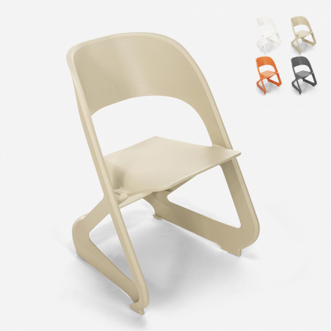 Ahd Amazing Home Design - Chaise en plastique design empilable pour bars, fêtes et événements publics Nest, Couleur: Beige - Chaises