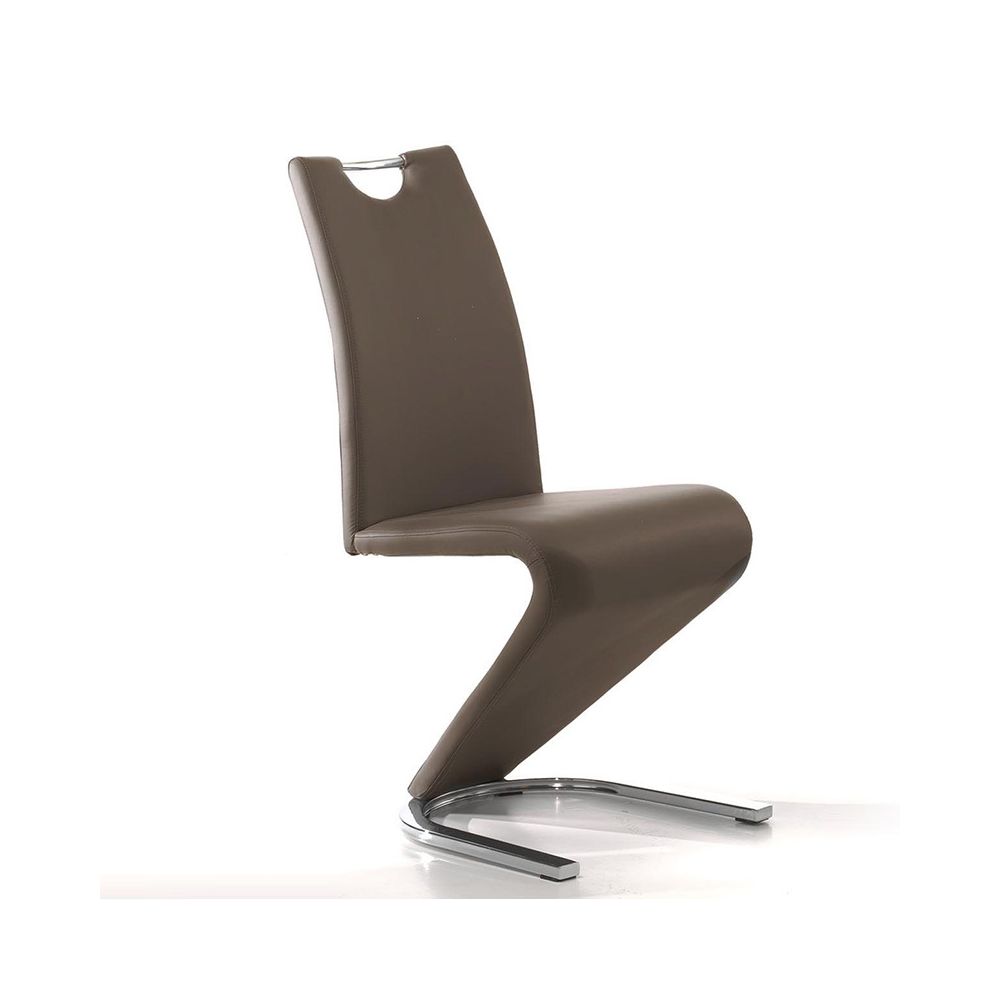 Nouvomeuble - Chaise design taupe PU LIDIE pour salle à manger (lot de 2) - Chaises