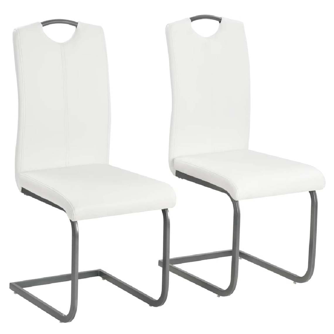 Helloshop26 - Lot de deux chaises de salle à manger cuir artificiel blanc 1902205 - Chaises