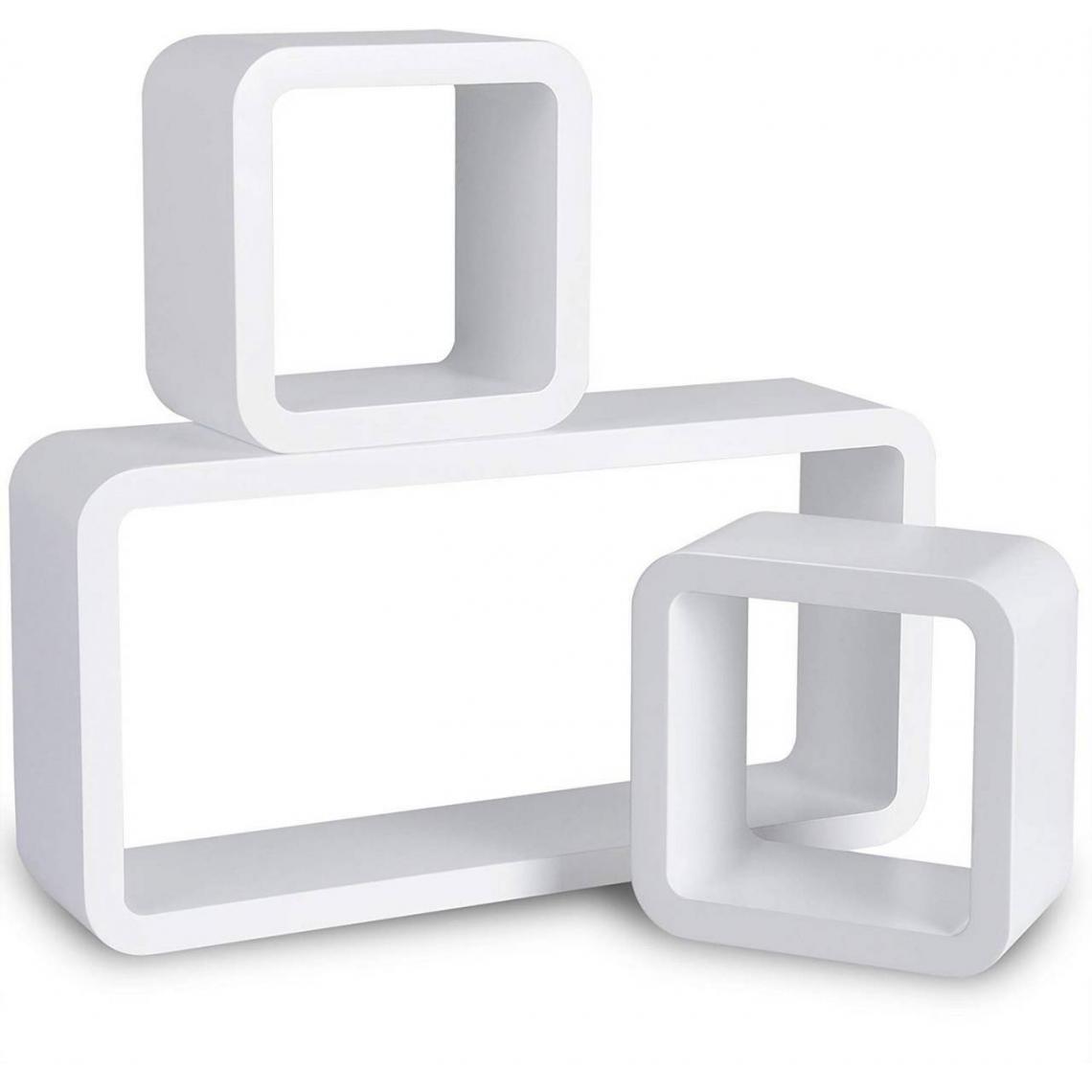 Helloshop26 - Lot de 3 cubes modèle étagère murale blanc 19_0000431 - Etagères