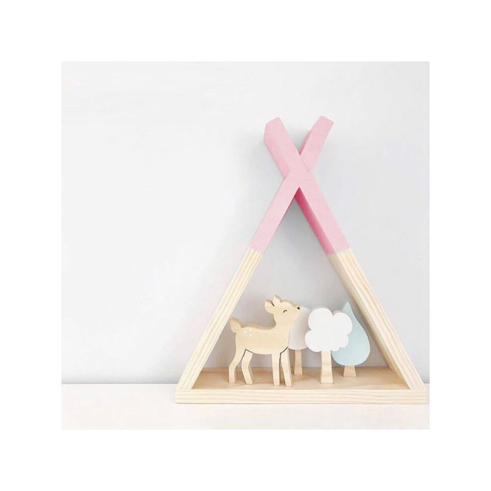 Wewoo - Tente en bois support de cloison chambre d'enfants modèle décoration murale rose - Buffets, chiffonniers