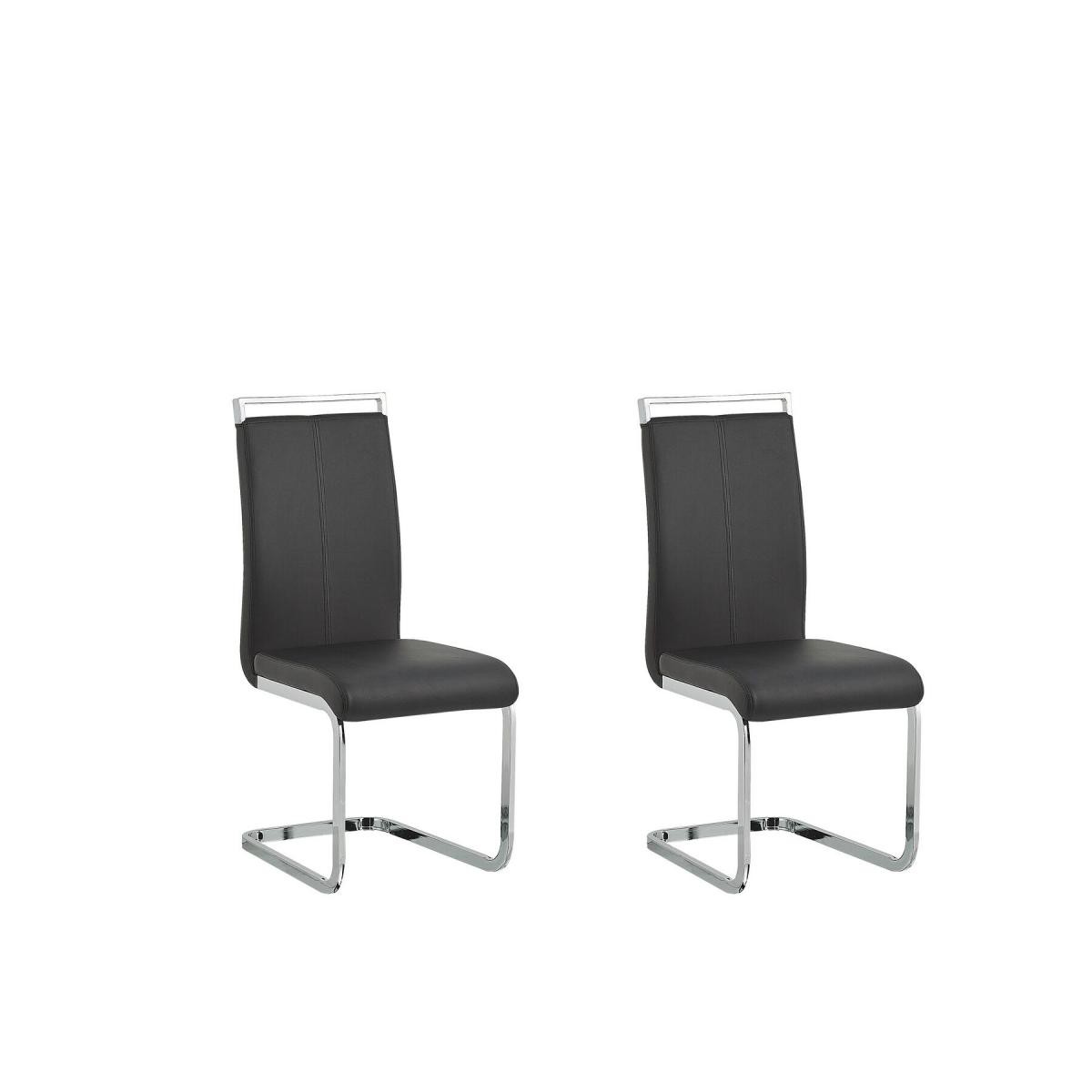 Beliani - Beliani Lot de 2 chaises de salle à manger en simili-cuir noir GREEDIN - - Chaises