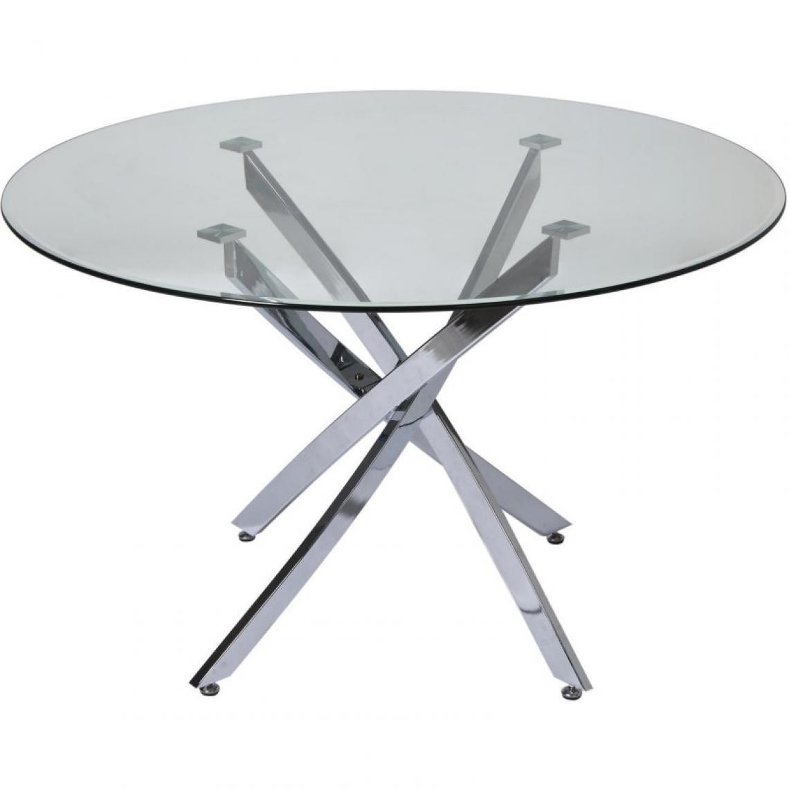 INTERNATIONAL DESIGN - Table à manger en verre - Eden - D 120 x H 75 cm - Argenté - Tables à manger