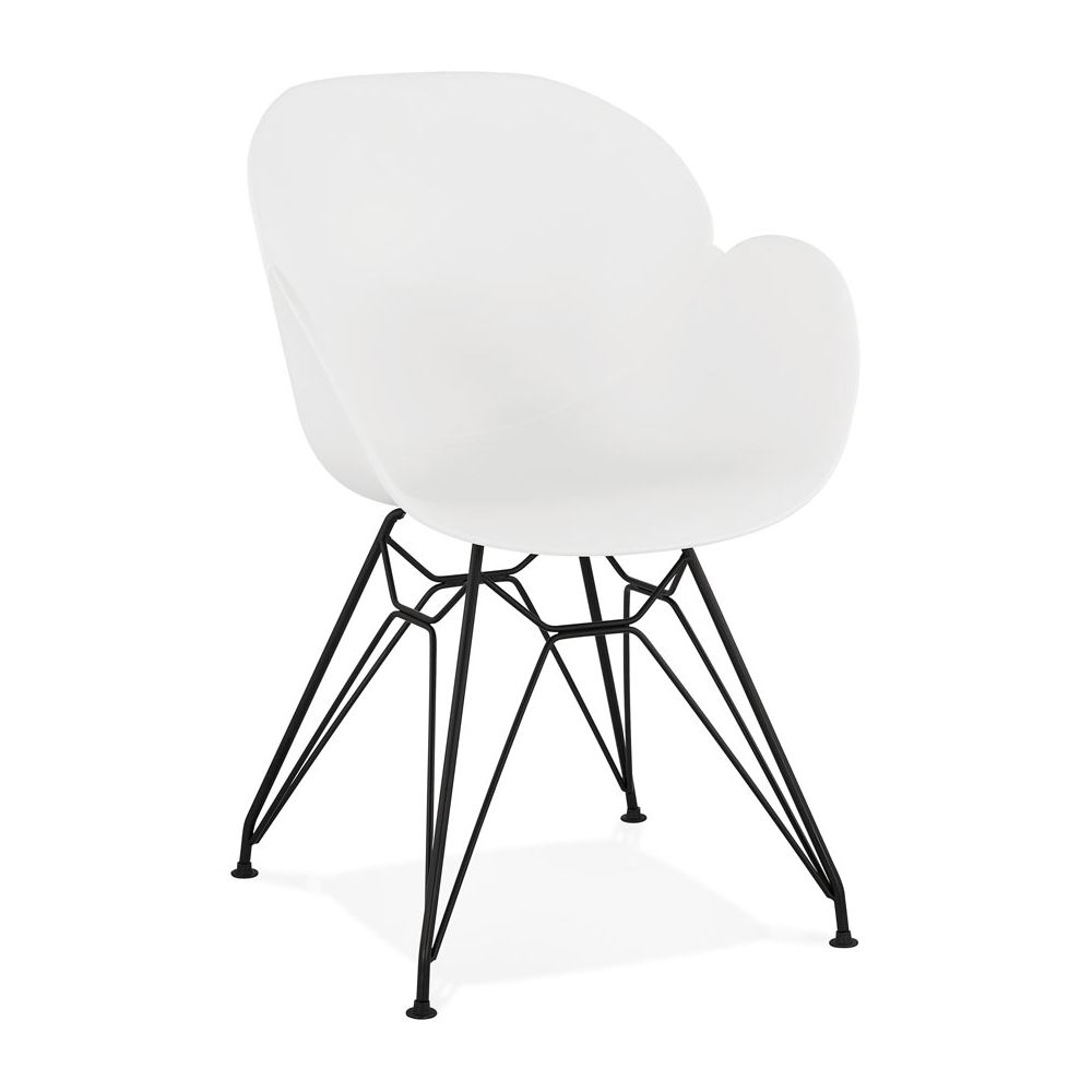 Alterego - Chaise design 'SATELIT' blanche style industriel avec pieds en métal noir - Chaises