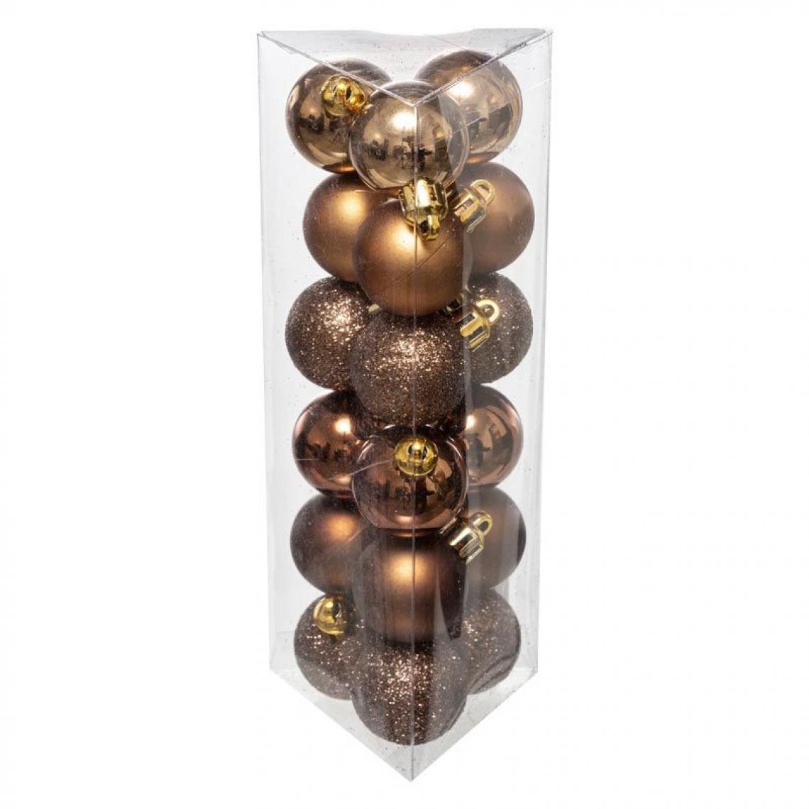 Pp No Name - Lot de 18 Boules de Noël Colorama 3cm Bronze - Décorations de Noël