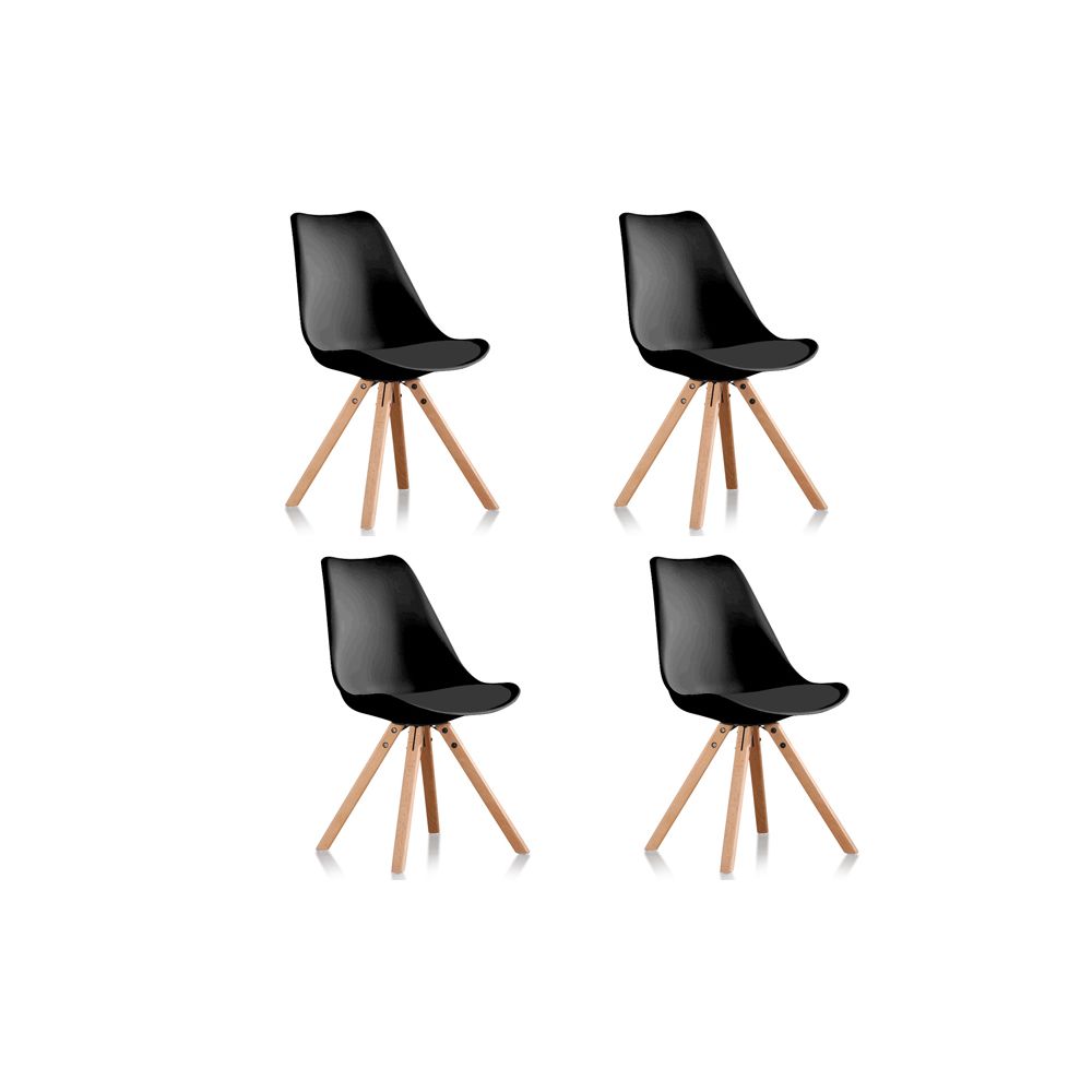 Designetsamaison - Lot de 4 chaises scandinaves noires - Helsinki - Chaises