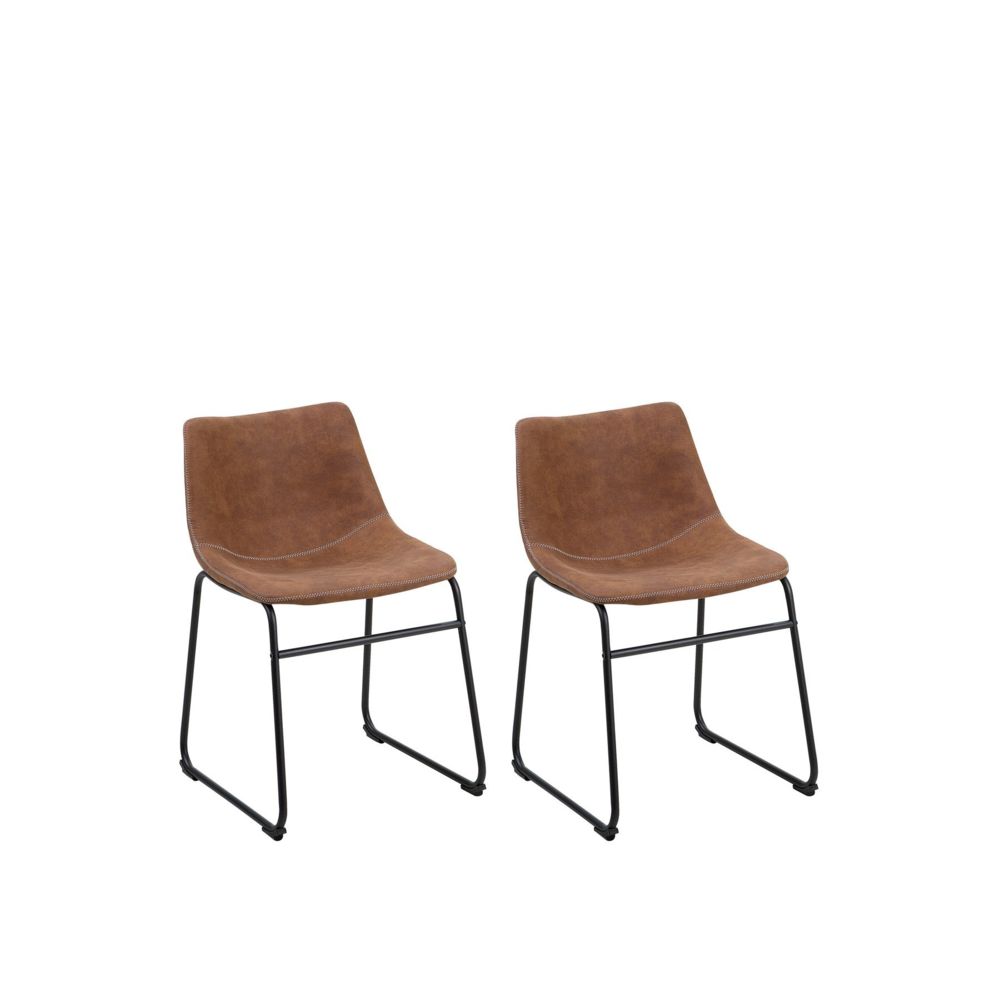Beliani - Beliani Lot de 2 chaises en tissu marron BATAVIA - - Chaises