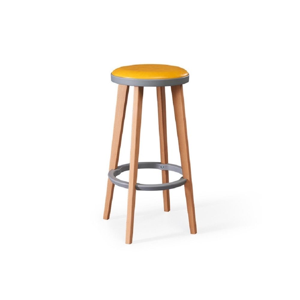 Wewoo - Chaise de bar minimaliste moderne en bois avec tabouret créatif cercle gris - motif PU de couleur jaune - Chaises