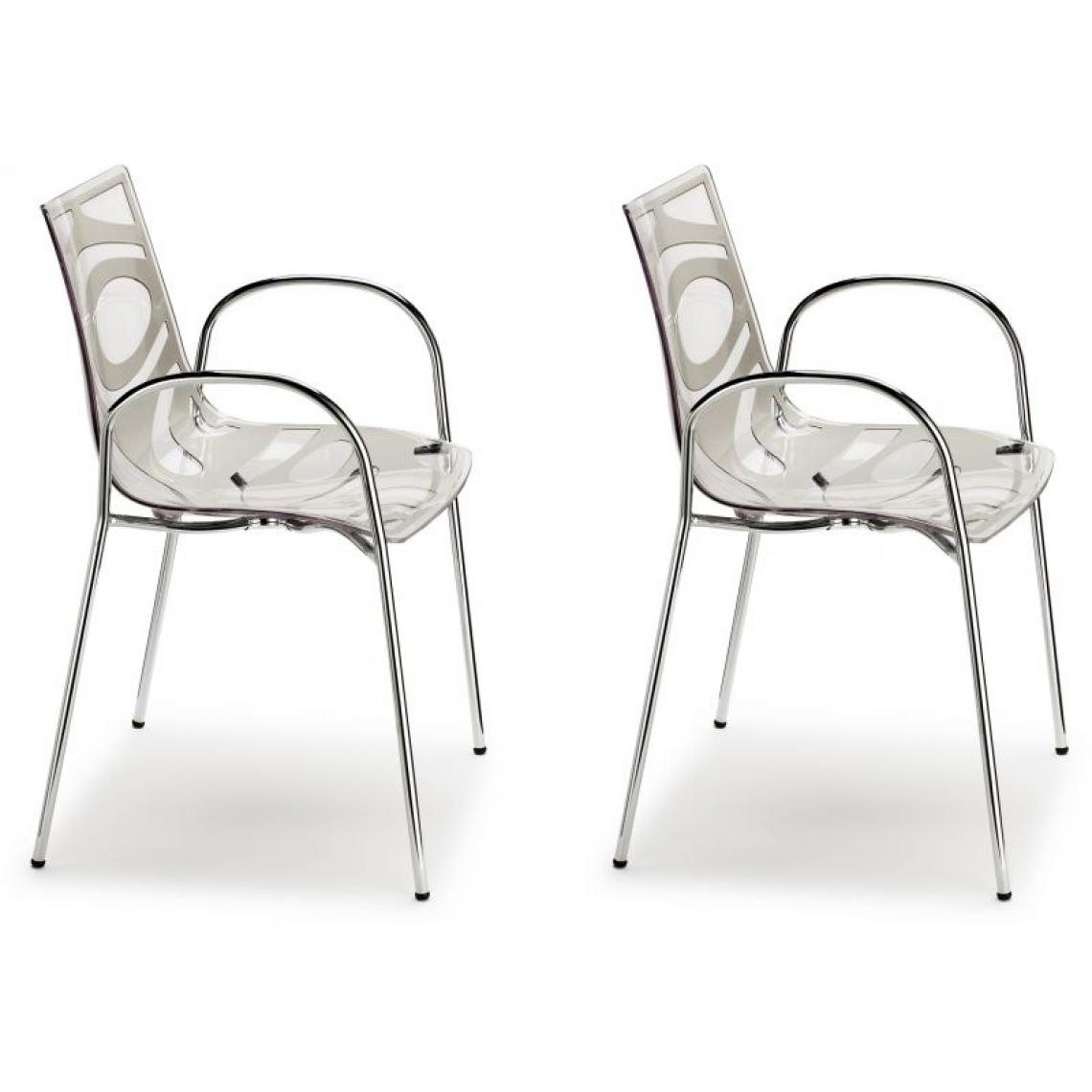 Scab - Chaise Lot de 2 fauteuils Wave transparente et gris - Chaises