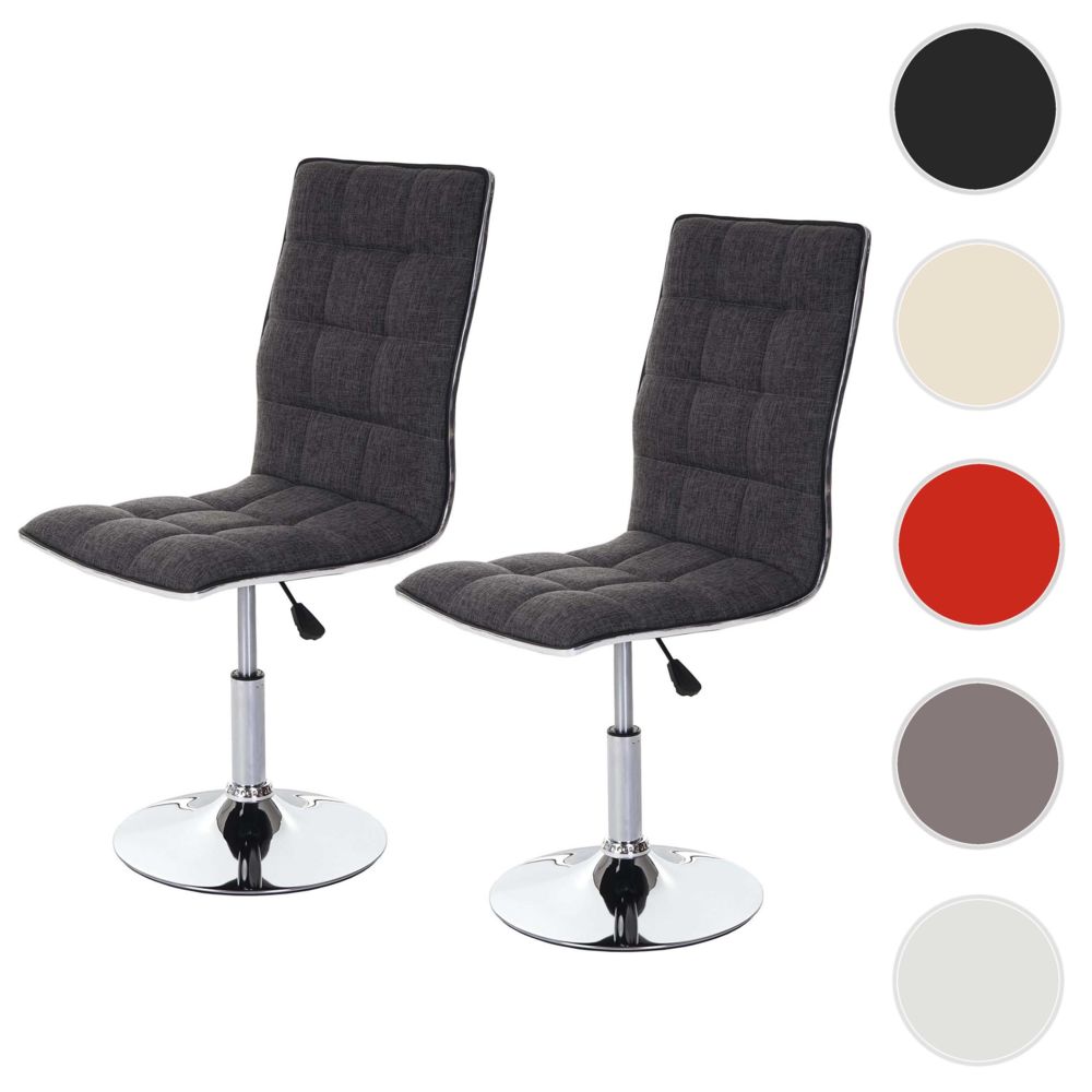 Mendler - Lot de 2 chaises de séjour ou de salle à mangerHWC-C41, réglable en hauteur ~ gris clair - Chaises