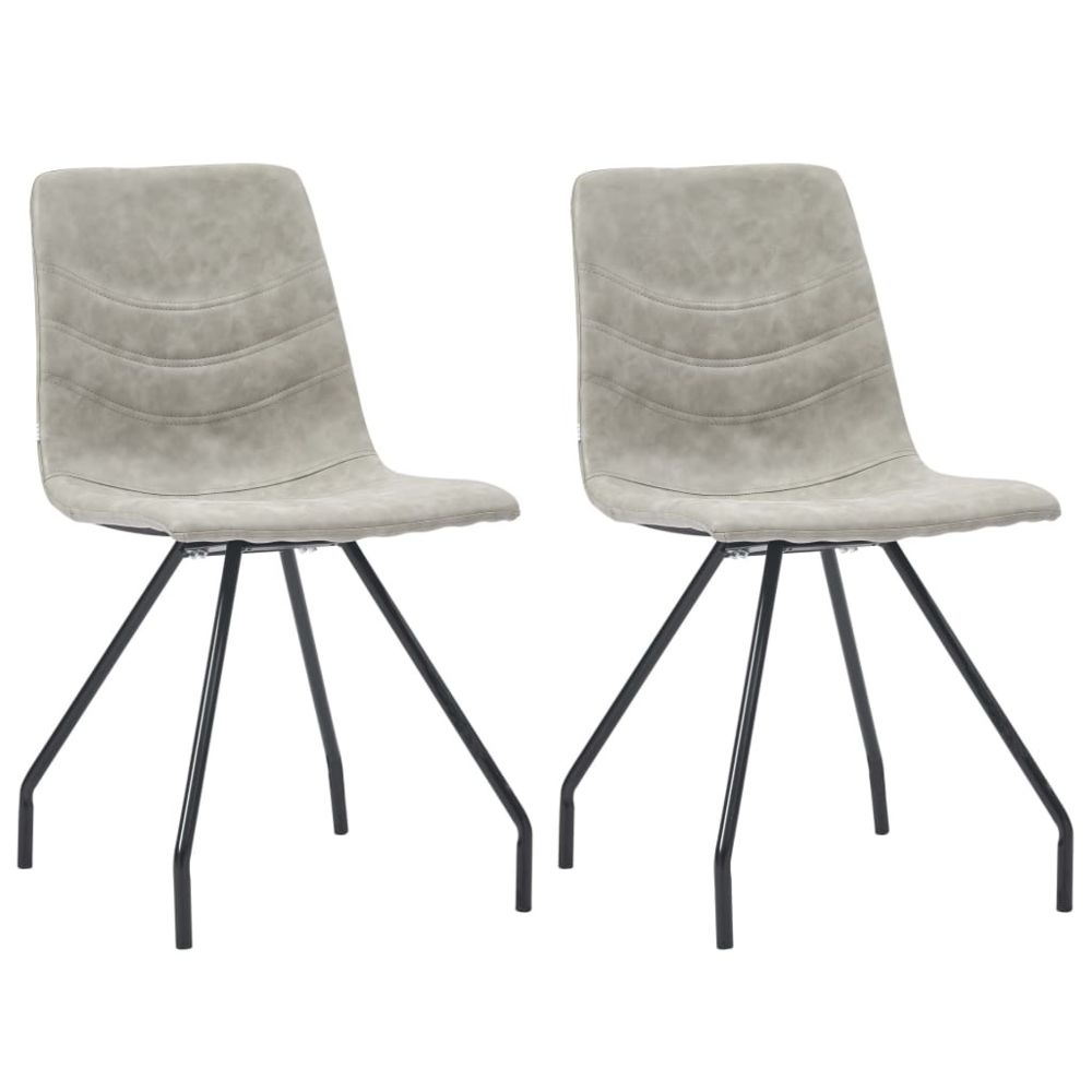 marque generique - Moderne Fauteuils et chaises collection Harare Chaises de salle à manger 2 pcs Gris Similicuir - Chaises