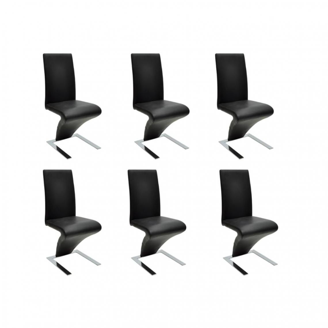 Uco - UCO Chaises de salle à manger 6 pcs Noir Similicuir - Chaises