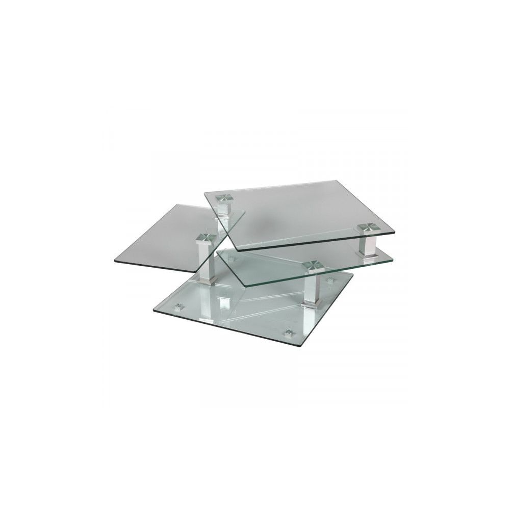 Dansmamaison - Table basse en verre carrée - DRAQUA - L 80 x l 80 x H 42 cm - Tables basses