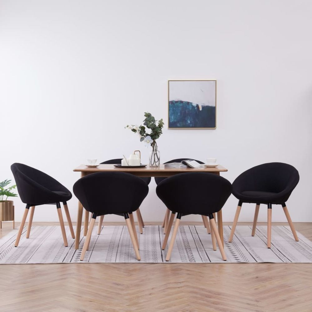 marque generique - Chic Fauteuils et chaises serie Manama 6 pcs Chaises de salle à manger Noir Tissu - Chaises
