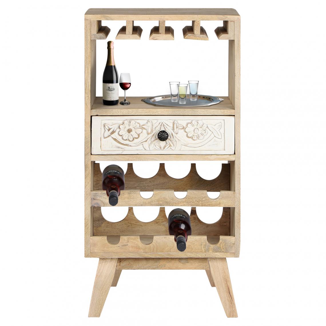 Womo-design - Casier à vin armoire de bar avec étagére et tiroir 8 bouteilles 45x90x40 cm bois - Etagères