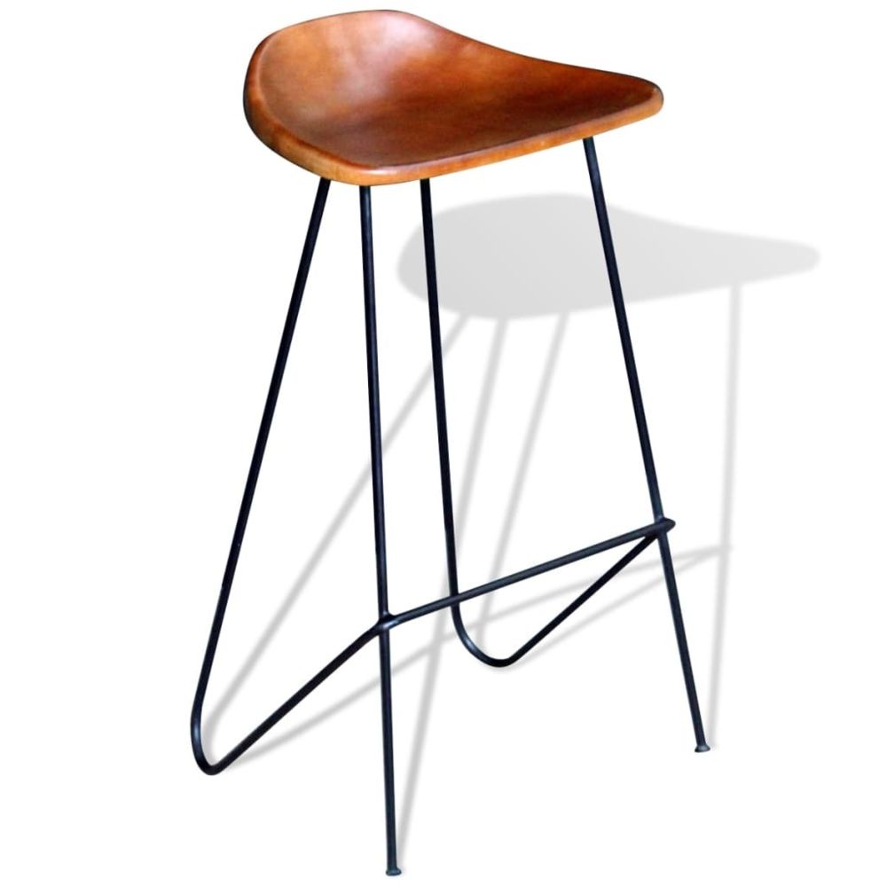 marque generique - Icaverne - Tabourets & chaises de bar gamme Chaises de bar 4 pcs Marron Cuir véritable - Tabourets