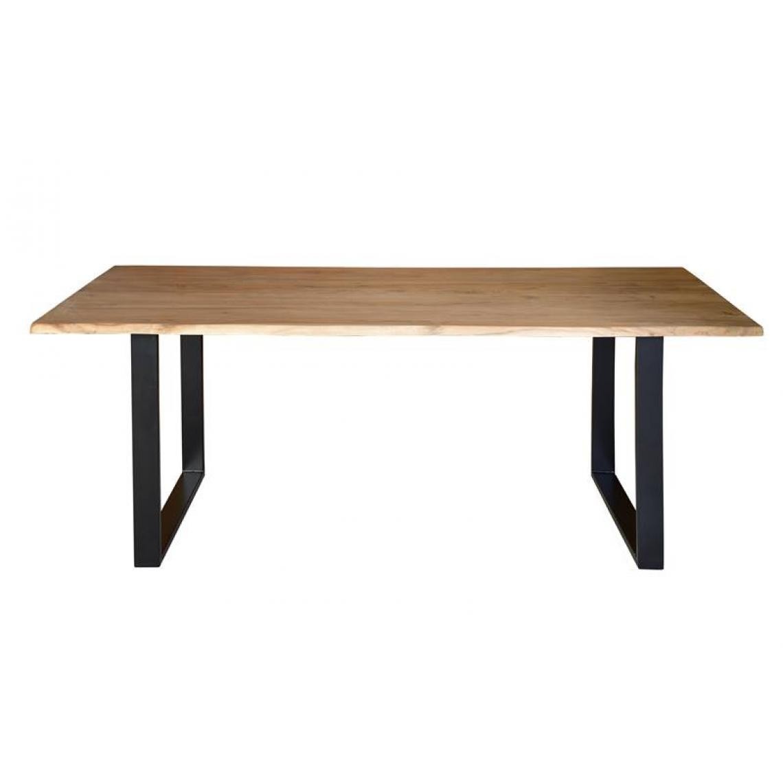 Pegane - Table à manger en bois d'acacia et métal coloris naturel / noir - longueur 160 x profondeur 90 x hauteur 76 cm - Tables à manger
