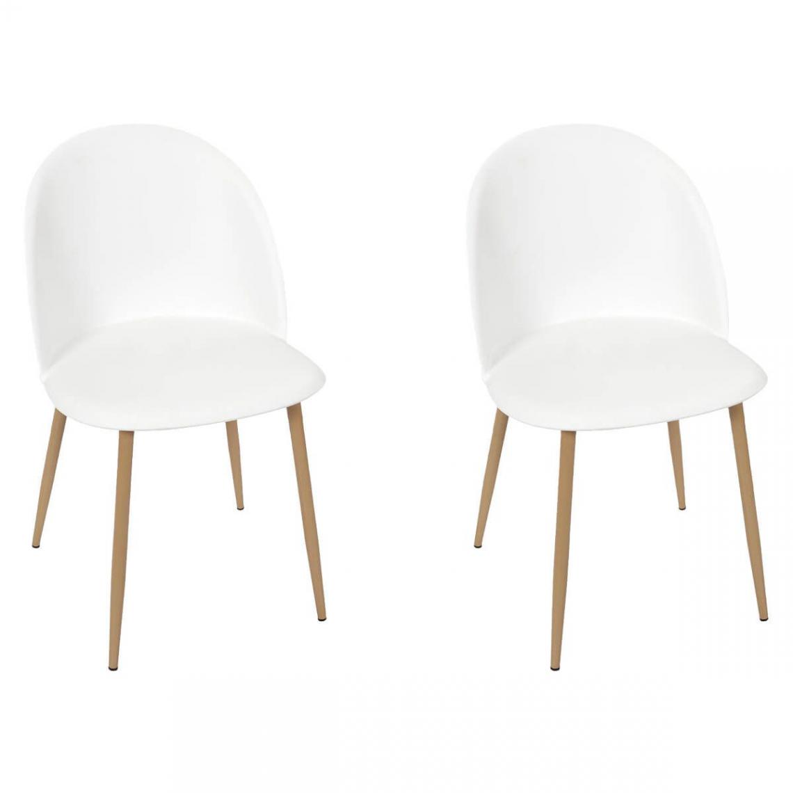 Altobuy - MADDY - Lot de 2 Chaises Scandinaves Blanches - Chaises