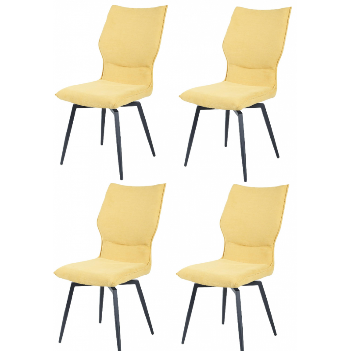 Ac-Deco - Lot de 4 chaises - Twist - L 46 x l 60 x H 97 cm - Jaune - Chaises