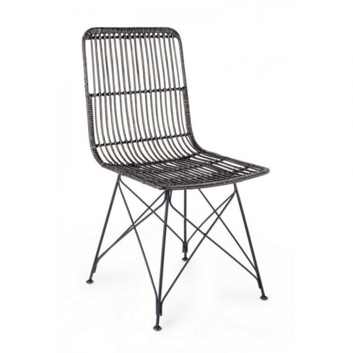 Webmarketpoint - Chaise de style contemporain en acier et kubu noir LUCILA 45x55x h85 cm - Chaises
