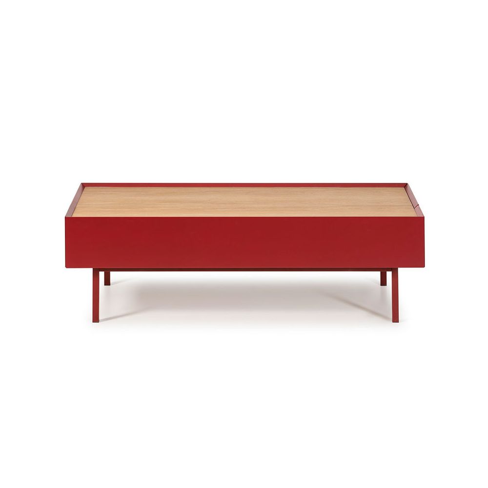 Tousmesmeubles - Table basse rectangulaire Rouge/Chêne - MELYS - Tables basses