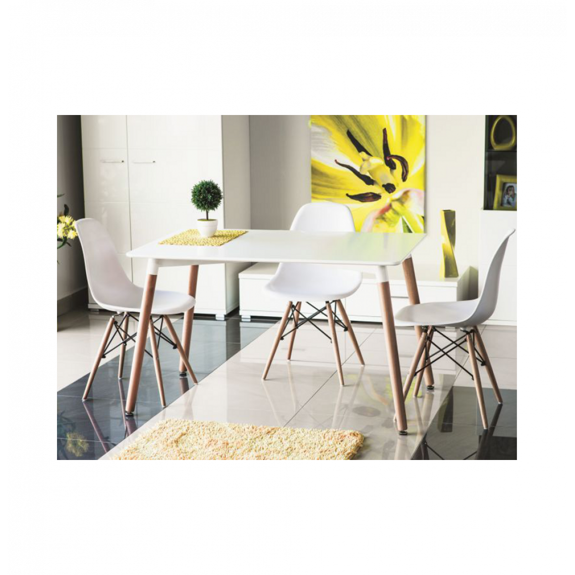 Ac-Deco - Table 6 personnes - Nolan - 120 x 80 x 73 cm - Blanc - Tables basses