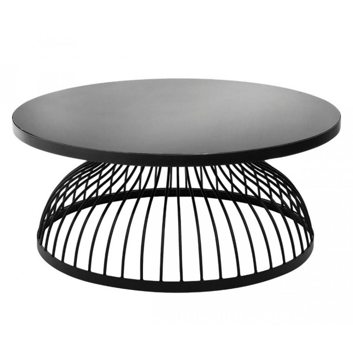 Pegane - Table basse en bois coloris noir en verre - D. 90 x H. 38 cm - Tables basses