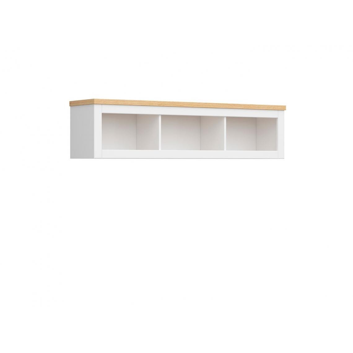 Hucoco - IANNO - Armoire suspendue style scandinave salon/chambre d'ado - 151x37x34 - 3 compartiments - Armoire murale - Blanc - Etagères