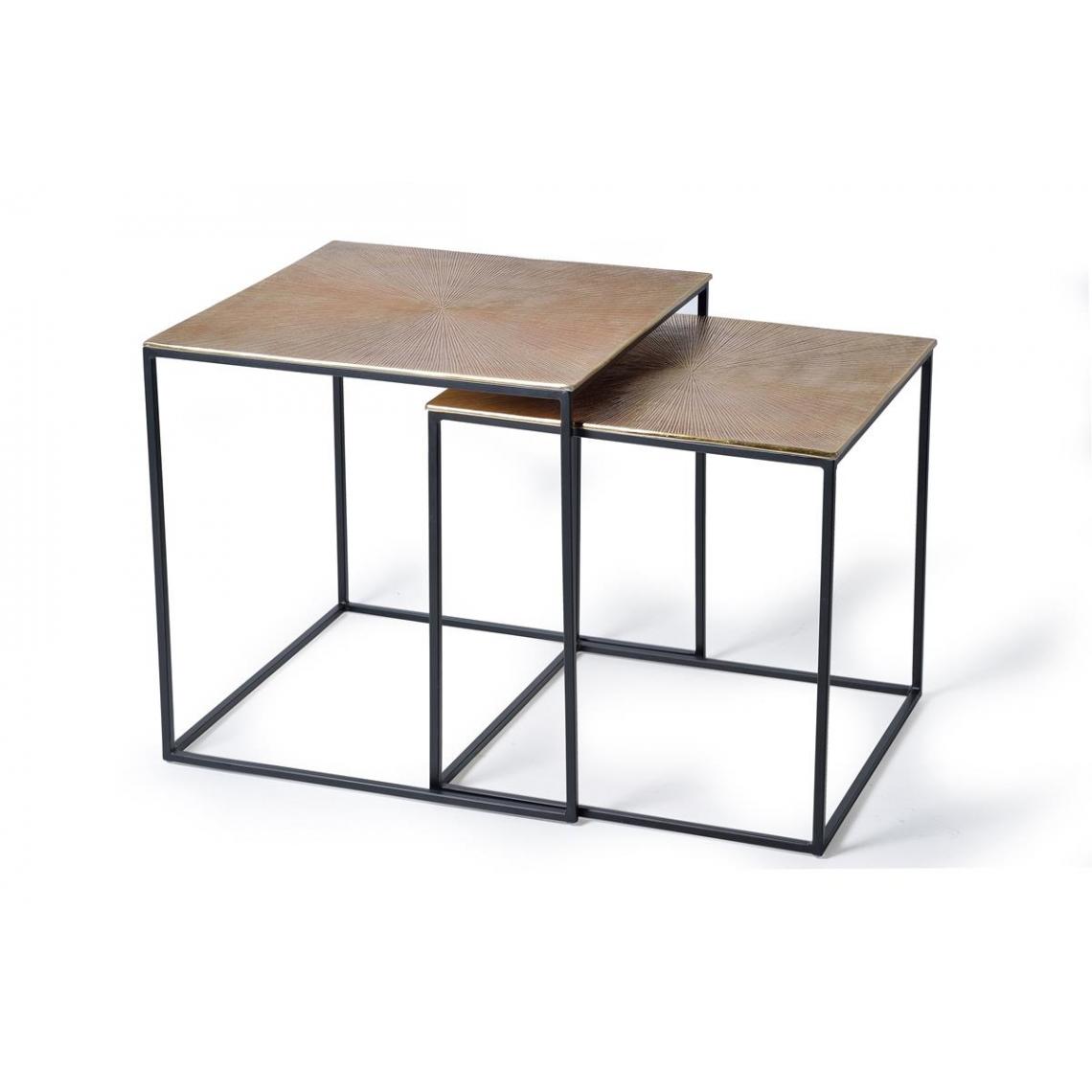 Pegane - Set de 2 tables basses en fer coloris bronze - Tables basses