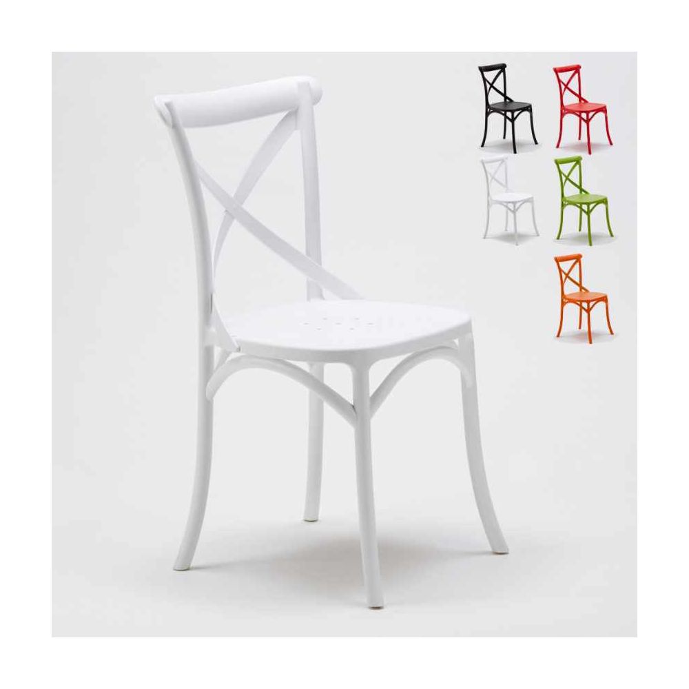 Ahd Amazing Home Design - Chaise de cuisine et restaurant en polypropylène Vintage Paesana Cross design, Couleur: Blanc - Chaises