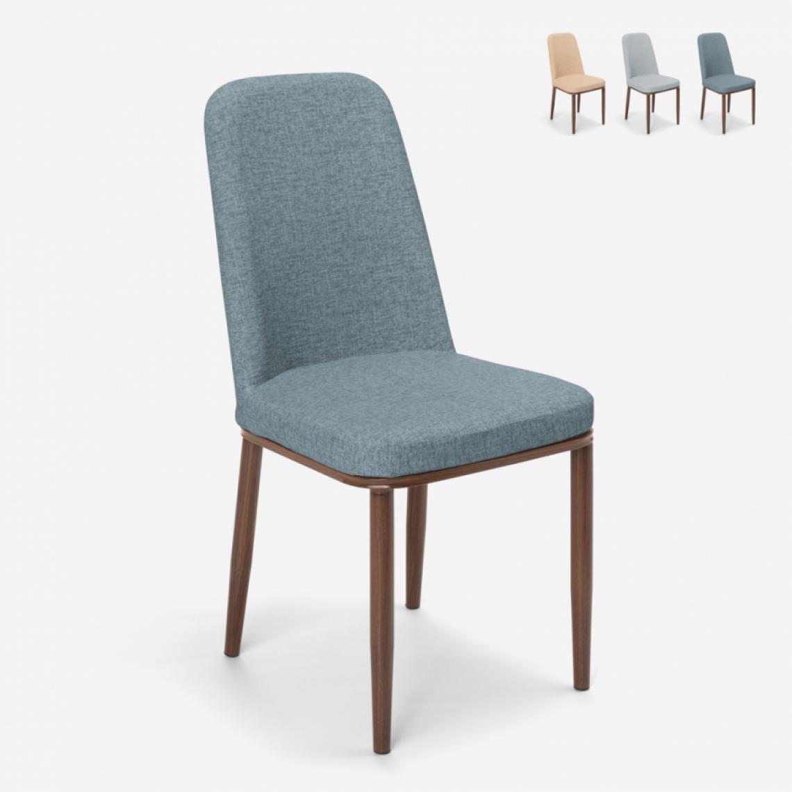 Ahd Amazing Home Design - Chaises design en tissu et métal pour restaurant bar Davos, Couleur: Gris - Chaises