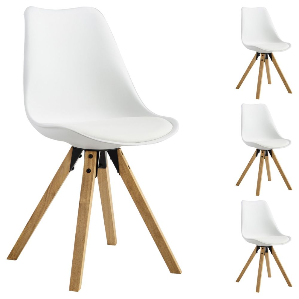 Idimex - Lot de 4 chaises scandinaves TYSON, en synthétique blanc - Chaises