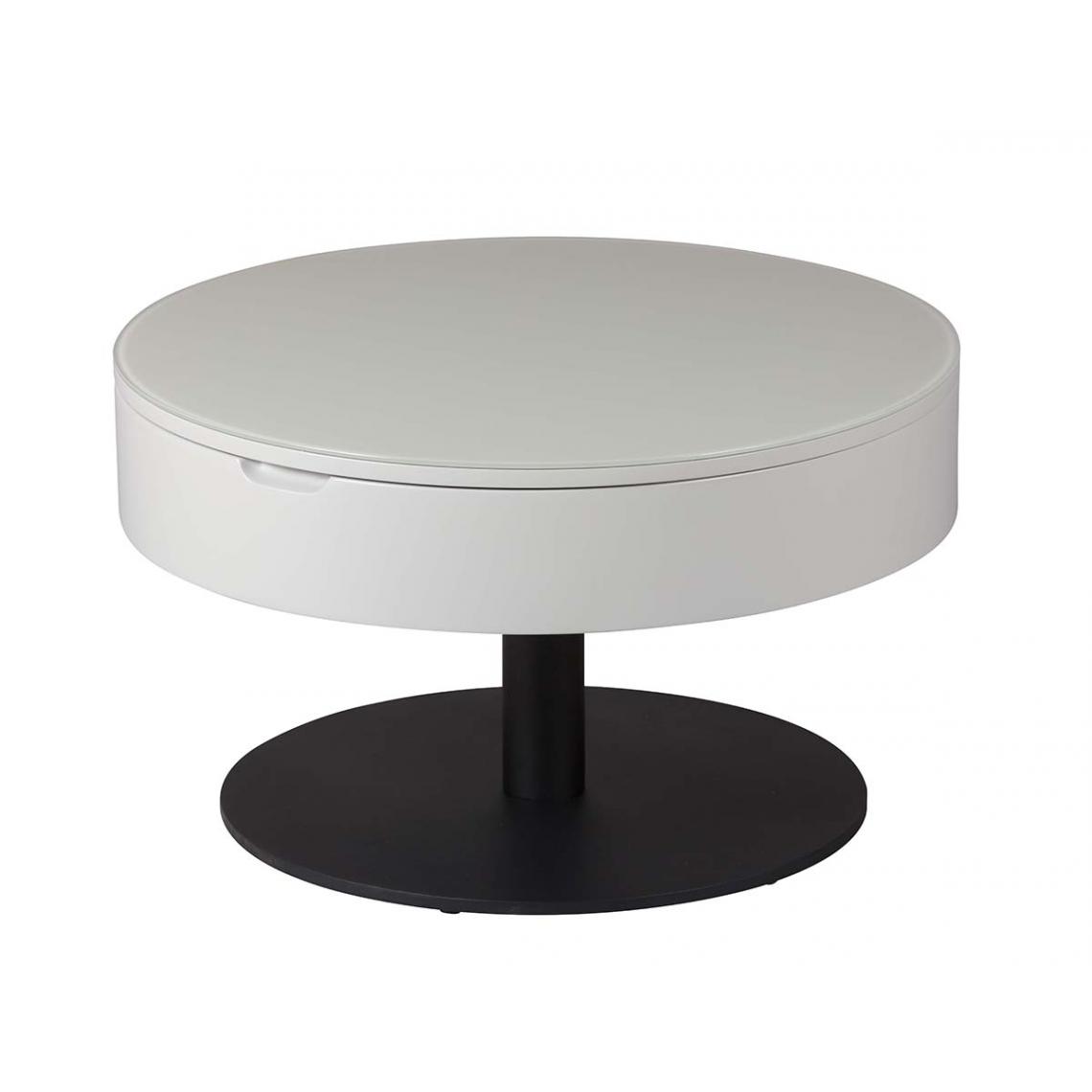 Pegane - Table basse en acier / MDF coloris gris clair -Diamètre 70-94 x hauteur 40-64 cm - Tables basses