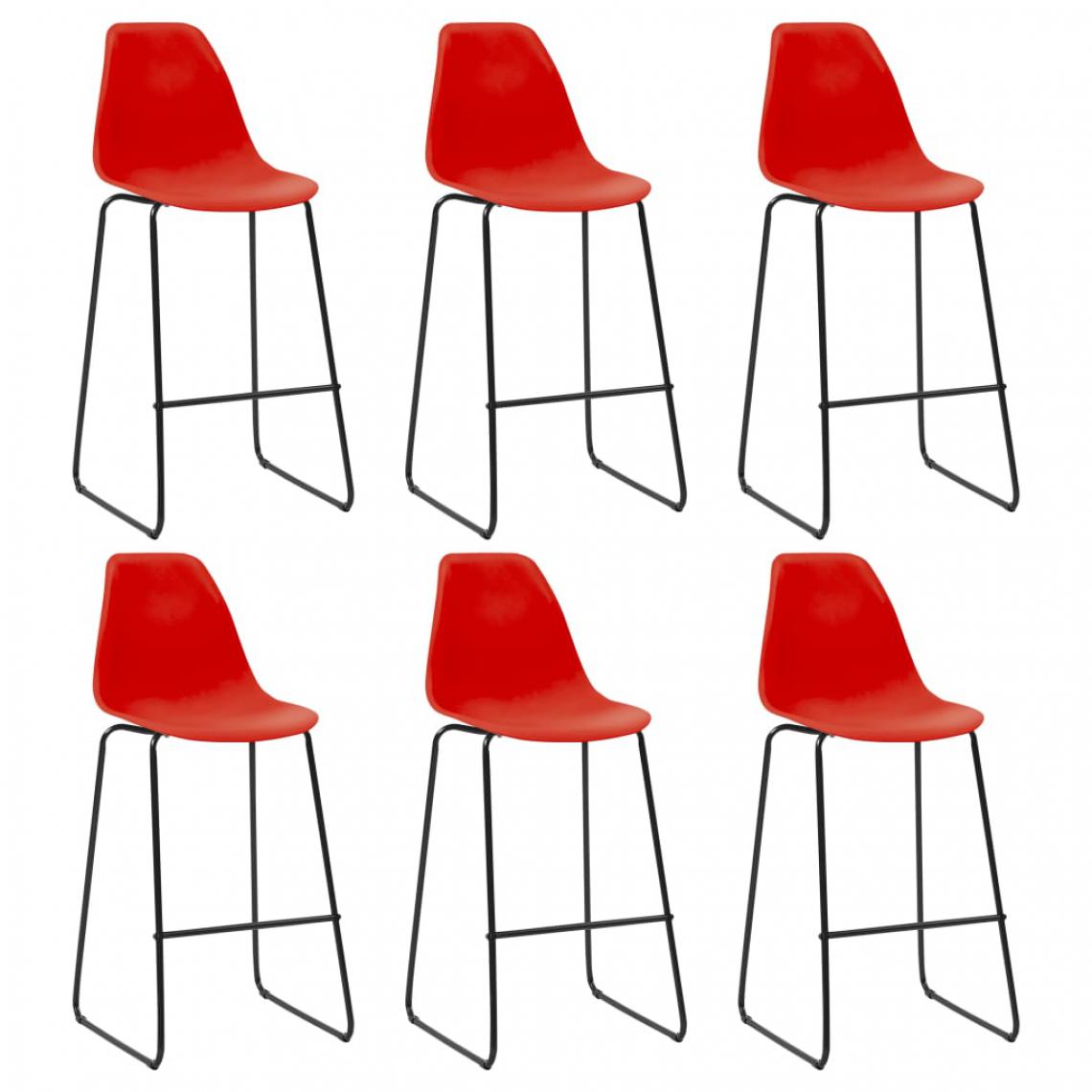 Chunhelife - Chaises de bar 6 pcs Rouge Plastique - Tabourets