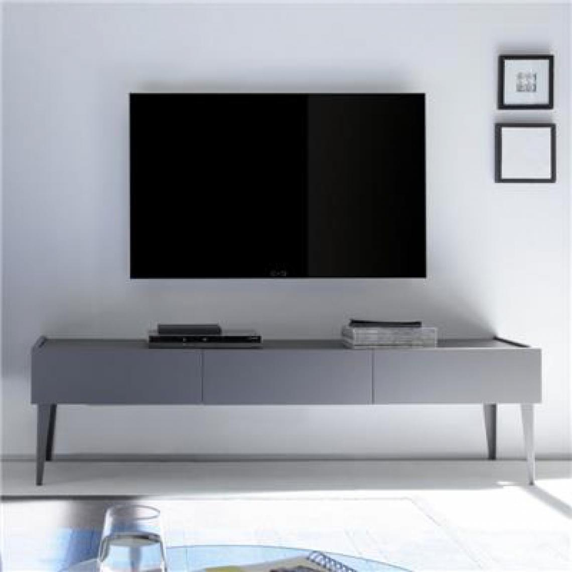 Nouvomeuble - Meuble TV design gris mat laqué VALERONA - Meubles TV, Hi-Fi