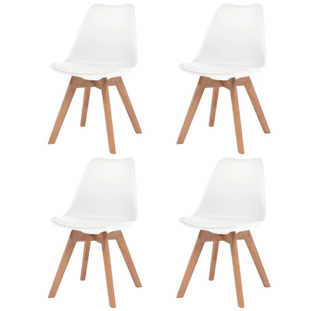 marque generique - Superbe Fauteuils serie Basseterre Chaise de salle à manger 4 pcs Similicuir Bois massif Blanc - Chaises