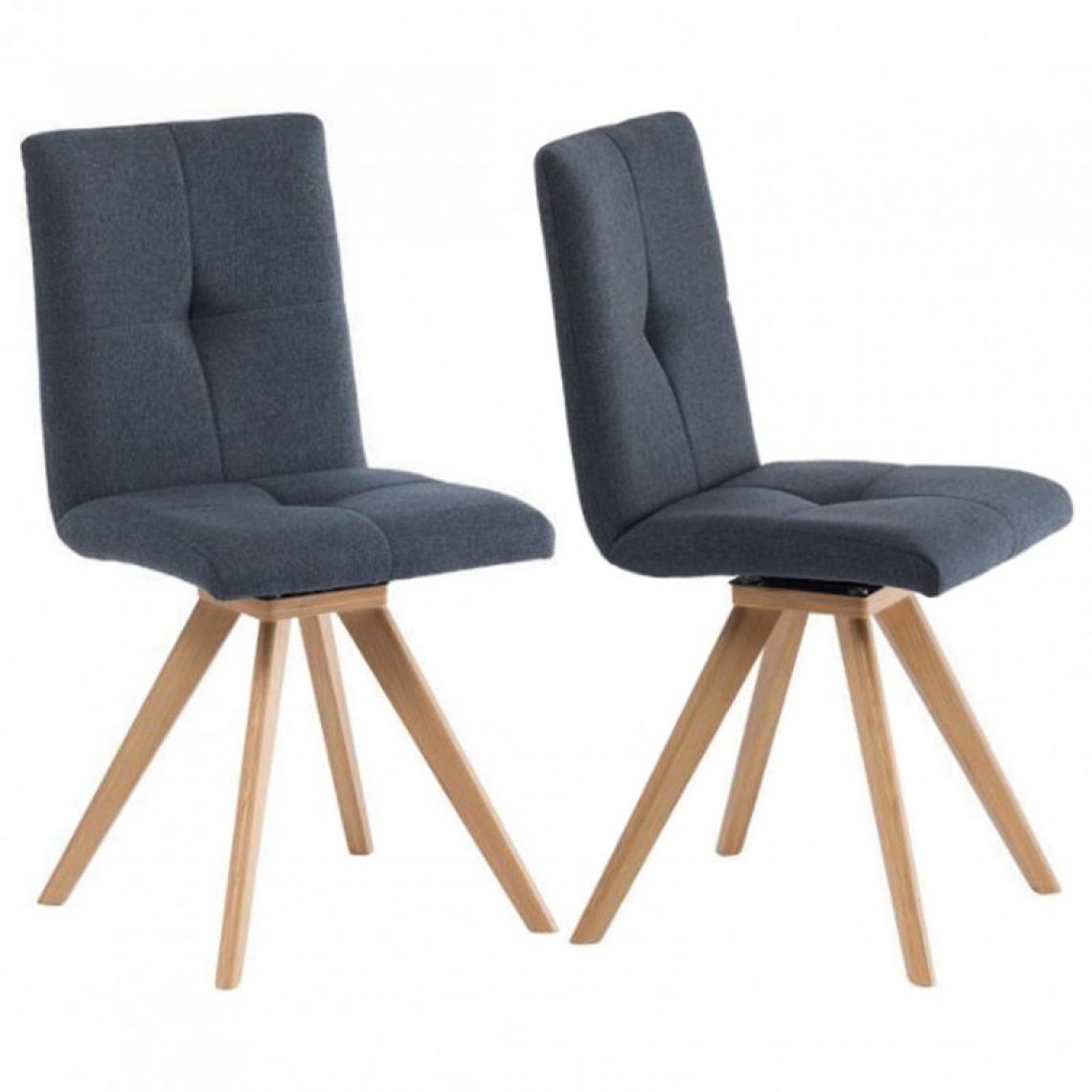 Meubletmoi - Lot de 2 chaises 180° gris anthracite et piètement chêne massif - MAKI - Chaises