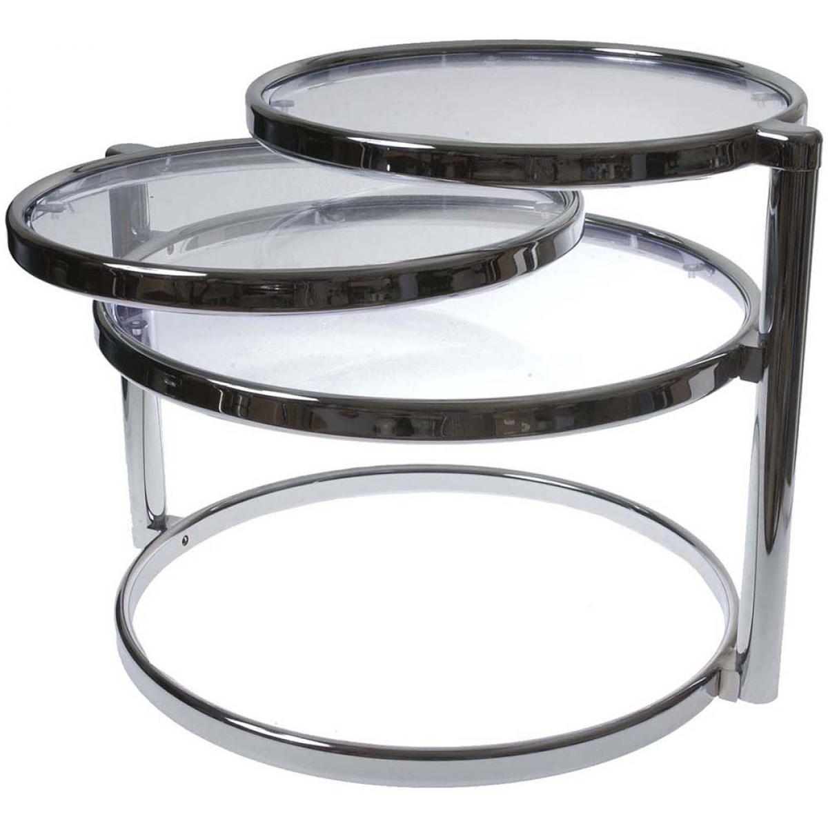 Leitmotiv - Table basse 3 plateaux en verre et métal chromé - Tables basses