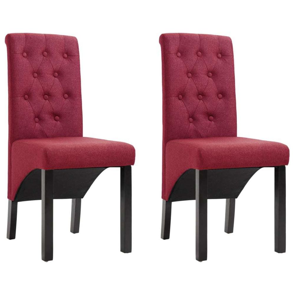marque generique - Splendide Fauteuils et chaises famille Koweït Chaises de salle à manger 2 pcs Rouge bordeaux Tissu - Chaises