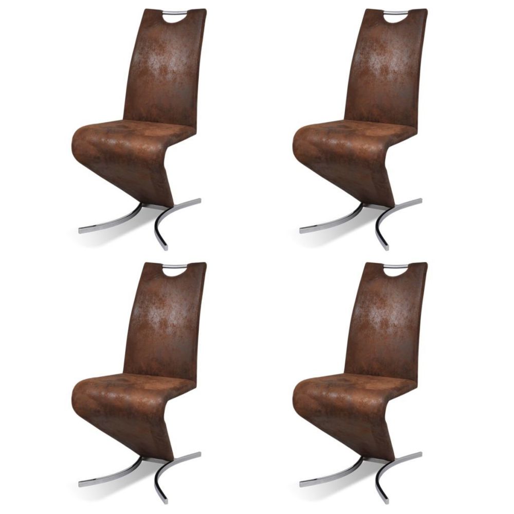 marque generique - Icaverne - Chaises de cuisine et de salle à manger serie Chaise de salle à manger 4pc Cantilever Cuir synthétique Marron - Chaises