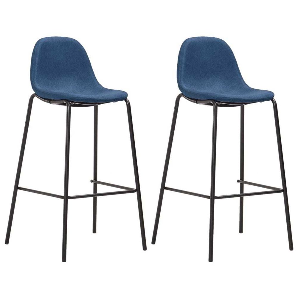marque generique - Esthetique Fauteuils et chaises ligne Pékin Chaises de bar 2 pcs Bleu Tissu - Tabourets