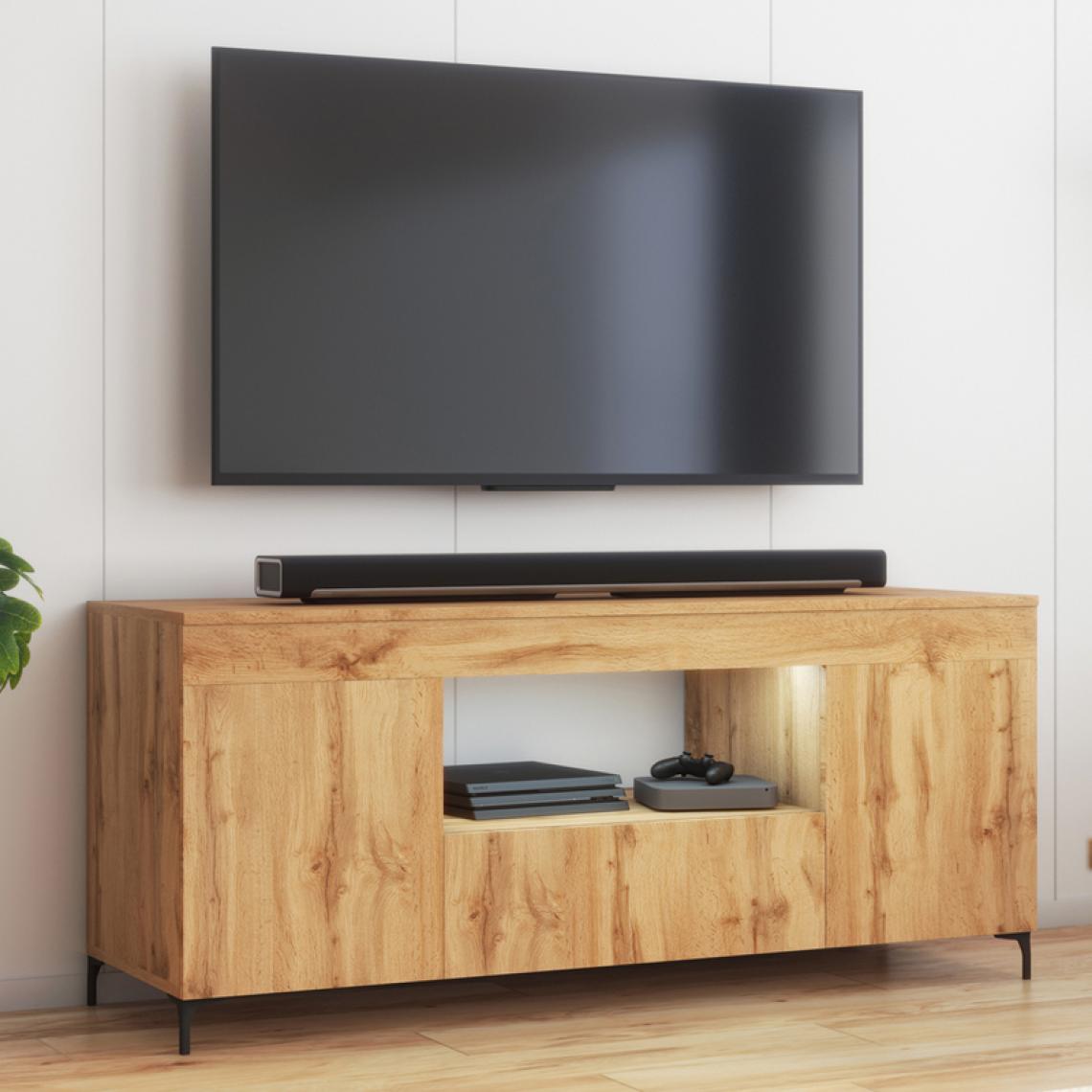 Selsey - Meuble tv avec LED - GUSTO - 137 cm - lancaster - style contemporain - Meubles TV, Hi-Fi