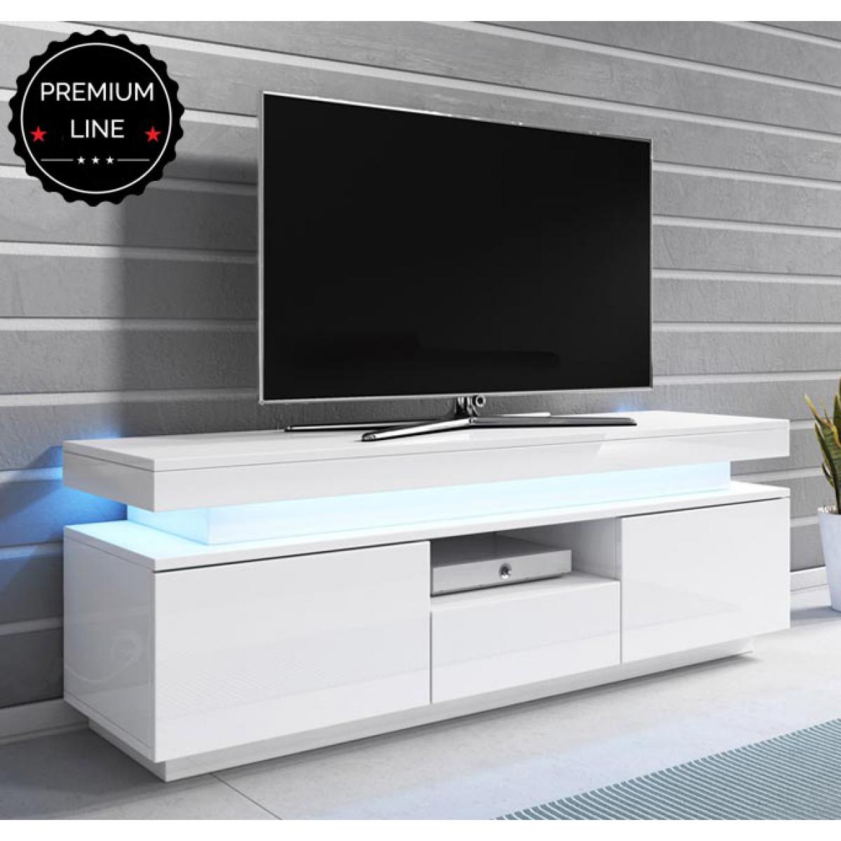 Design Ameublement - Meuble TV modèle Persis (130cm) blanc - Meubles TV, Hi-Fi