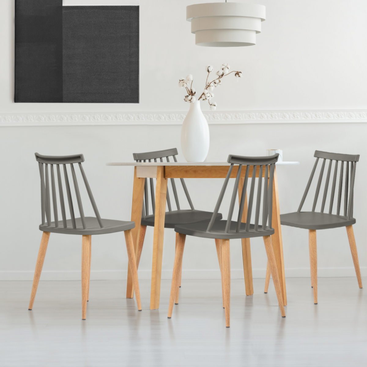 Idmarket - Lot de 4 chaises LILY gris foncé pour salle à manger - Chaises