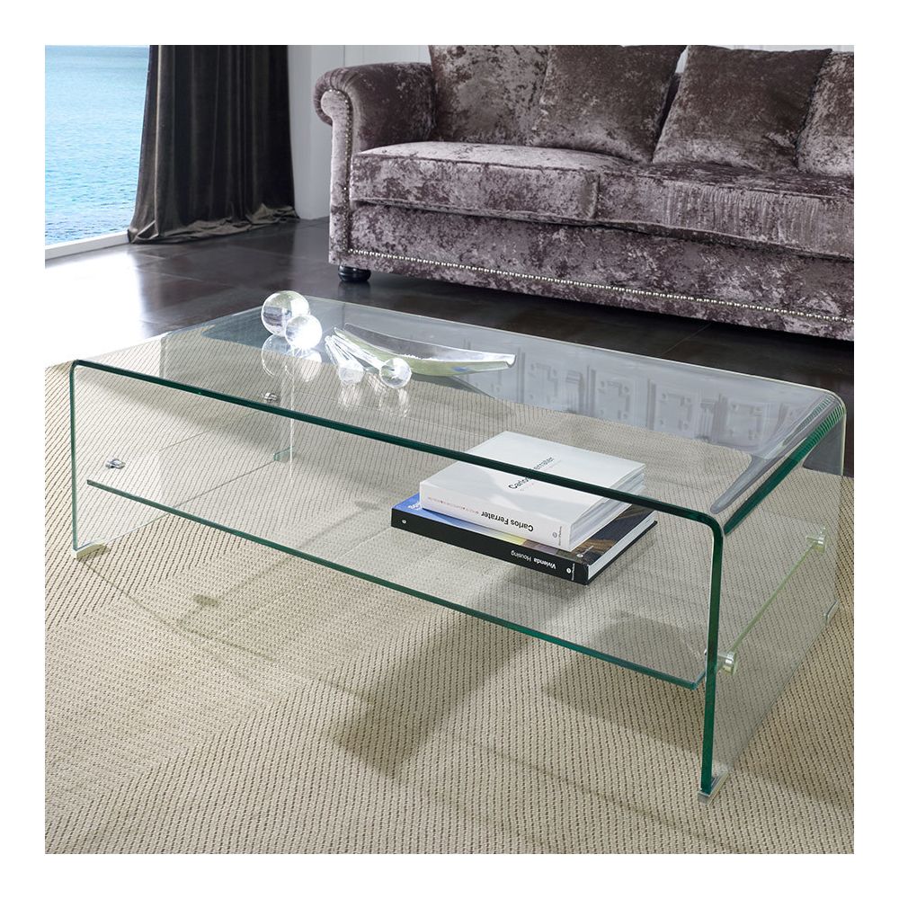 Nouvomeuble - Table basse en verre design CALEB - Tables basses
